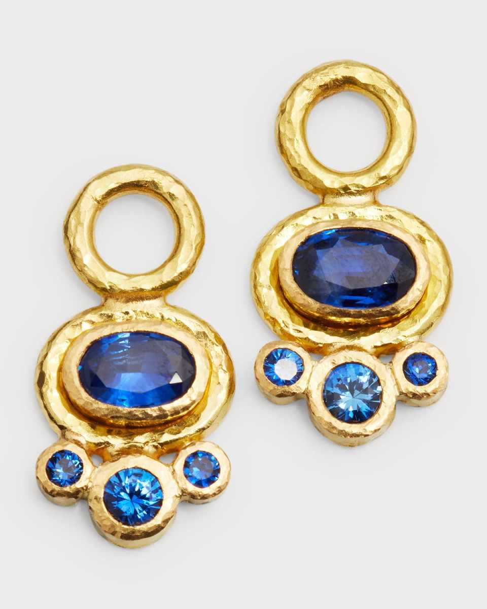 19k Blue Sapphire Earring Pendants